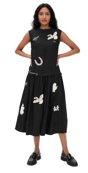 Sea Ellison Solid Tank Midi Dress Black XS