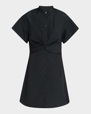 Gretchen Twist-Front Poplin Shirtdress