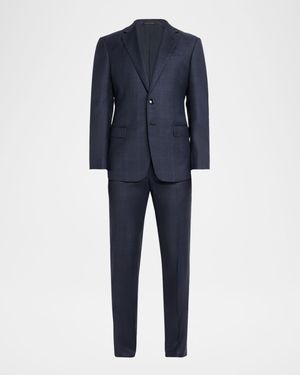 Men's Subtle Windowpane Two-Piece Suit