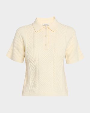 Fisherman Short-Sleeve Crop Polo Sweater