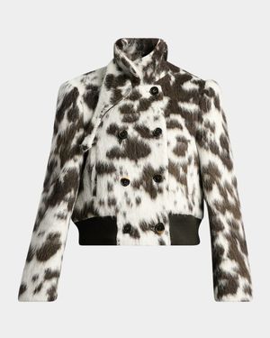Vudy Cow-Print Wool-Blend Jacquard Jacket