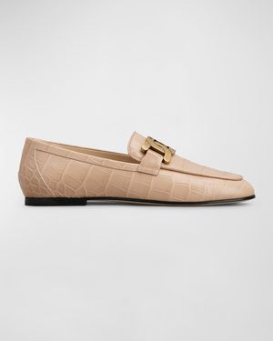 Croco Chain Slip-On Loafers