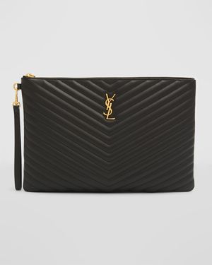 YSL Monogram Large Pouch in Smooth Leather