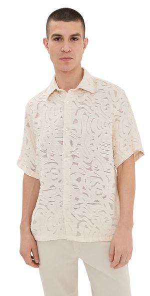 NN07 Freddy Jacquard Short Sleeve Shirt Ivory XXL