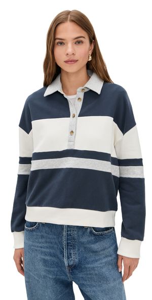 Faherty High Standard Fleece Rugby Top Retro Moon XS