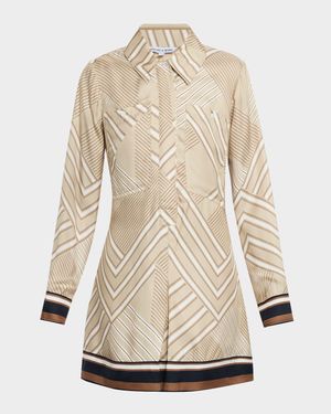 Pryce Long-Sleeve Mini Shirtdress