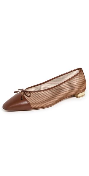 Aquazzura Gioia Mesh Flats Tobacco/Rich Cognac 42