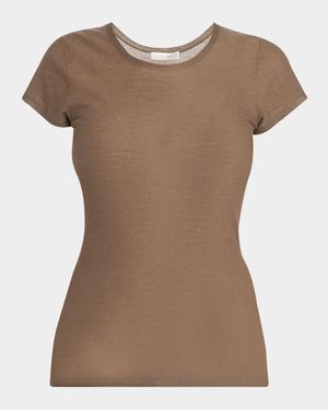 Keyla Short-Sleeve Fine Cashmere T-Shirt