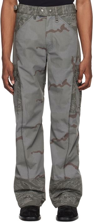 Marine Serre Pantalon cargo régénéré gris