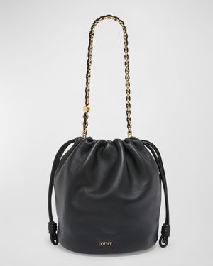 x Paula's Ibiza Flamenco Bucket Bag in Napa Leather with Chain