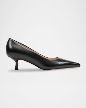 Calynna Leather Kitten-Heel Pumps