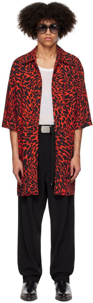 LU’U DAN Chemise Psychedelic Leopard rouge et noir