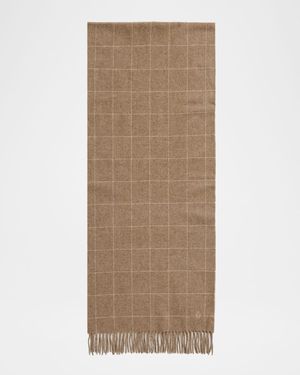 Men's Wool and Cashmere Windowpane Check Scarf