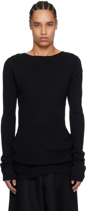 Entire Studios Black Arches Long Sleeve Knit Sweater