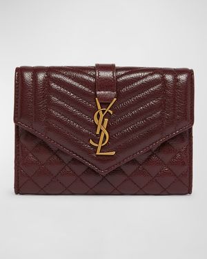 Small YSL Envelope Flap Wallet in Quilted Leather