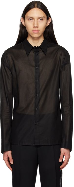 SAPIO Black Spread Collar Shirt