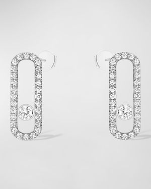Move Uno 18K White Gold Diamond Pave Stud Earrings