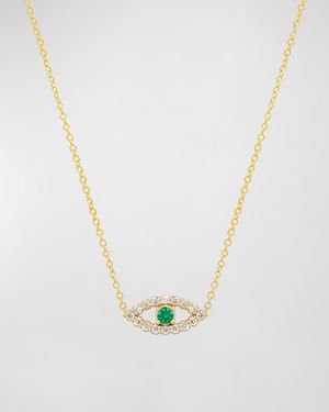 Evil Eye Necklace with Emerald and Diamonds