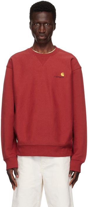 Carhartt Work In Progress Red American Script Sweatshirt