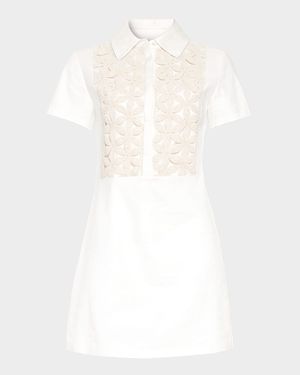 Sabrina Floral Crochet Mini Shirtdress