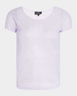 Striped Scoop-Neck Viscose T-Shirt