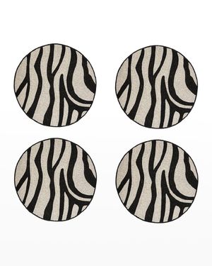 Beaded Zebra Coasters, Set of 4