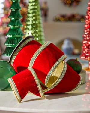 Velvet Crystal Side Trim Ribbon, 4" x 5 Yards