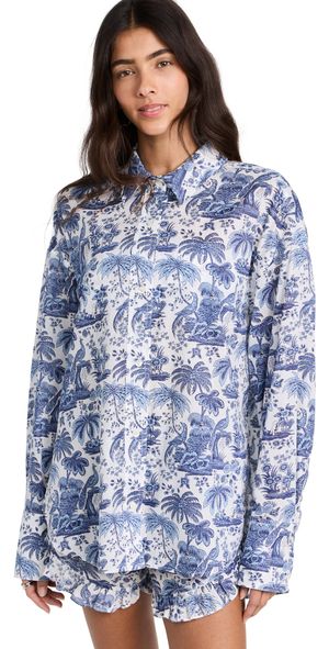 STAUD Colton Top Blue Toile L