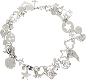 Marland Backus Silver Chrome Charm Necklace
