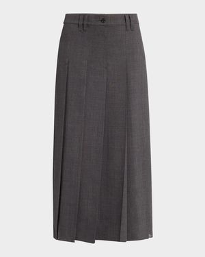 Pleated Wool Gauze Sartorial Maxi Skirt