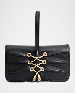 Lace-Up Leather Wristlet