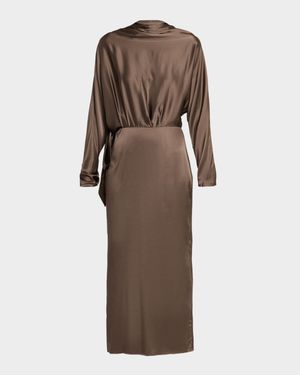 Phoebe Draped Silk Maxi Dress