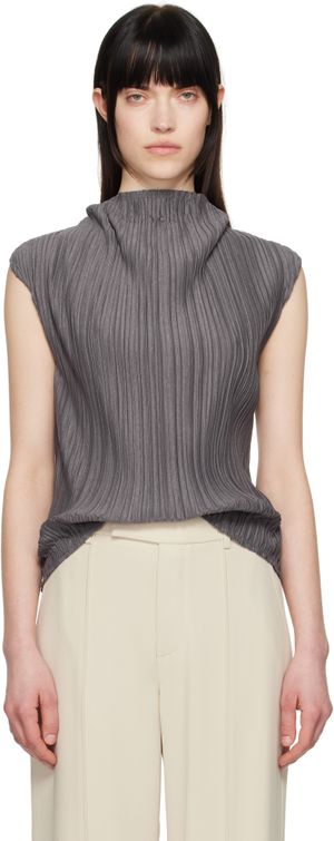 LE17SEPTEMBRE Gray Pleated Cowl Neck Top