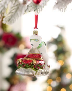 Snowbear on Sled Christmas Ornament