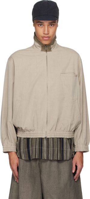 Aviva Jifei Xue Blouson de survêtement beige en coton teint en fil