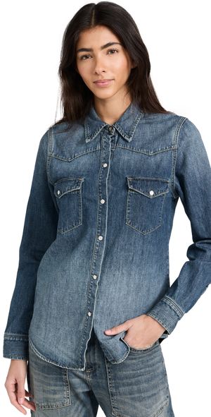 Nili Lotan Travis Denim Shirt Classic Wash L