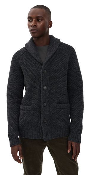 Taylor Stitch The Fisherman Shawl Cardigan Heather Coal Merino 42