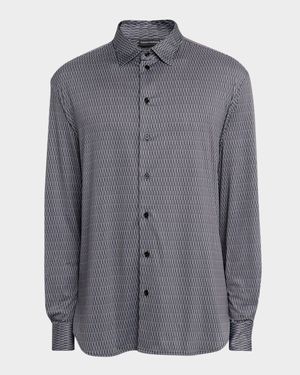 Men's Geometric Stretch Sport Shirt