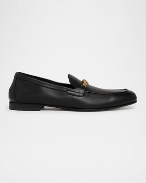 Men's Leather Medusa-Chain Loafers