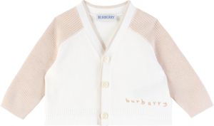 Burberry Bébé | Cardigan blanc et beige à logo brodé