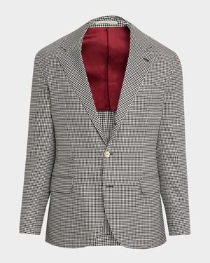 Men's Wool, Silk and Linen Houndstooth Sport Coat