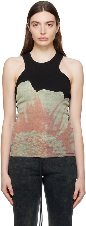 OPEN YY Black Flower Tank Top