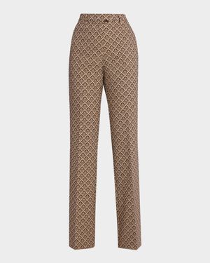 Diamond Jacquard Flare Trousers