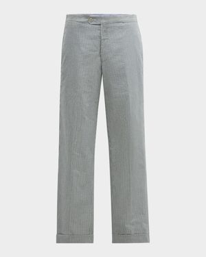 Men's Side-Tab Striped Sport Trousers