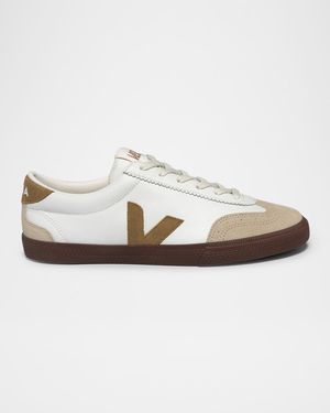 Volley Mixed Leather Wing-Tip Sneakers
