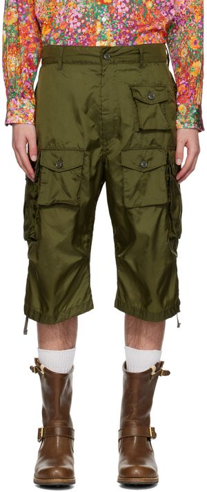 Engineered Garments Green Drawstring Cargo Shorts