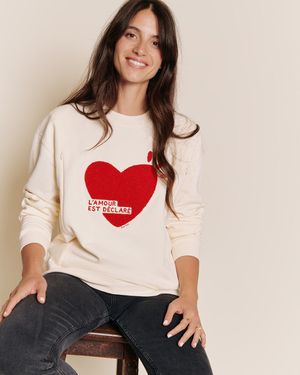 Emoi Emoi - Le sweat d'allaitement l'amour est déclaré en coton bio - Taille 2XL - Blanc