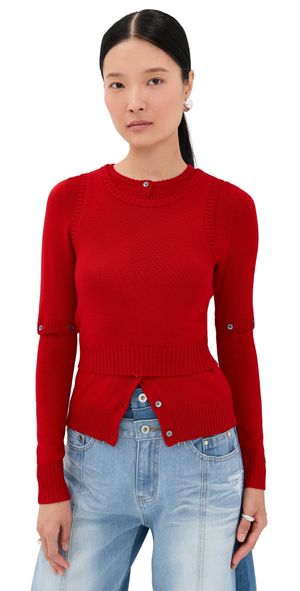 ROKH Detachable Sleeve Cardigan and Tank Top Red S