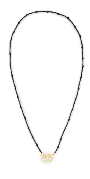 Gorjana Power Gemstone Long Beaded Necklace Gold/Black Onyx One Size