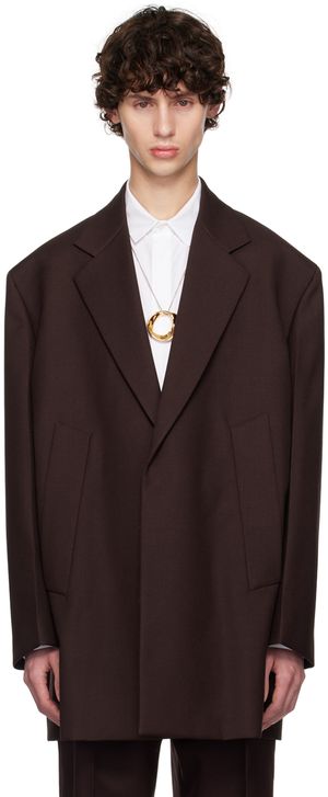 Jil Sander Veston bourgogne à simple boutonnage
